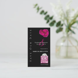 Modern Fuchsia Orchids-Save Date-QR-kod- Visitkort