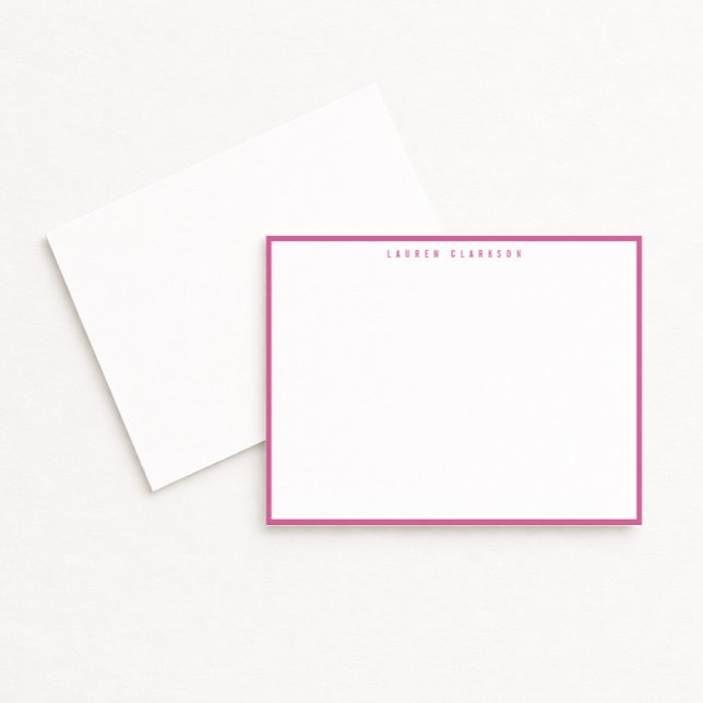 Modern Fuchsia Pink Border Note Card Inbjudningar (Skapare uppladdad)
