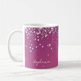 Modern Fuchsia Rosa Glitter Anpassningsbar Kaffemugg