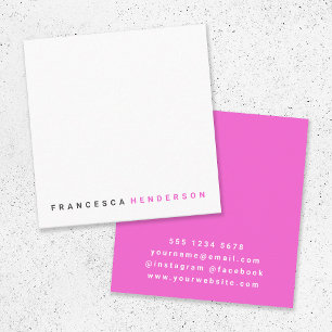 Modern Fuchsia Shock rosa Feminine Girly Snyggt Fyrkantigt Visitkort