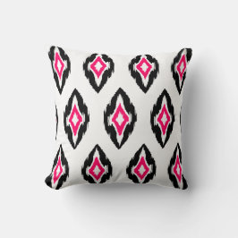 Modern fuchsia svartvit ikat Tribal Mönster 1b Kudde