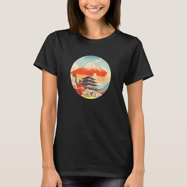 Modern Fuji San Fujiyama Mt Fuji T Shirt (Framsida)