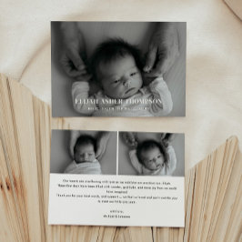 Modern Full Foto Svart & Vitt Baby Födelse Meddelande