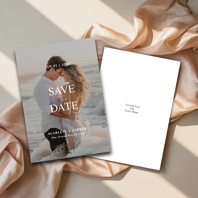 Modern Fullt Bleed Beach Photo Destination Wedding Spara Datumet (Skapare uppladdad)