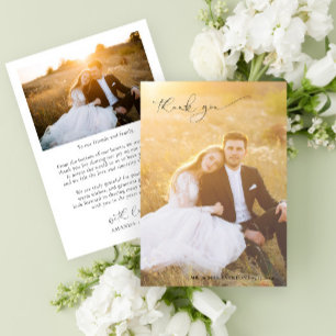 Modern Fullt Calligraphy Bleed Photo Bröllop Tack Kort