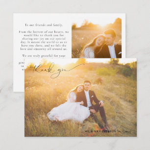 Modern Fullt Calligraphy Bleed Photo Bröllop Tack Kort