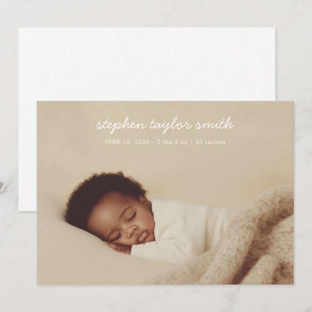 Modern Fullt Photo Baby Birth Meddelande (Fram/baksida)