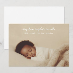 Modern Fullt Photo Baby Birth Meddelande