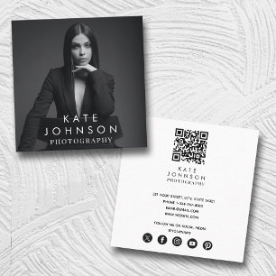 Modern Fullt Photo Black White Photography Fyrkantigt Visitkort