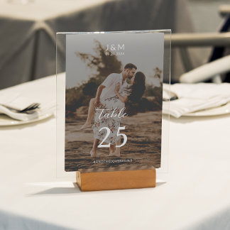 Modern Fullt Photo Monogram Bröllop Bordsnummer