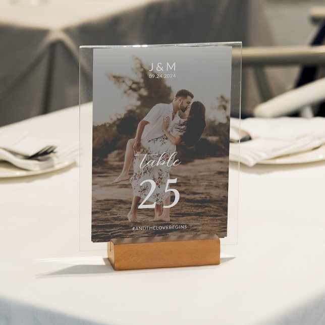 Modern Fullt Photo Monogram Bröllop Bordsnummer (Skapare uppladdad)