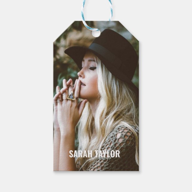 Modern Fullt Photo Namn Anpassningsbar med fetstil Presentetikett (Framsidan)