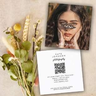Modern Fullt Photo QR Code Social Media Fyrkantigt Visitkort