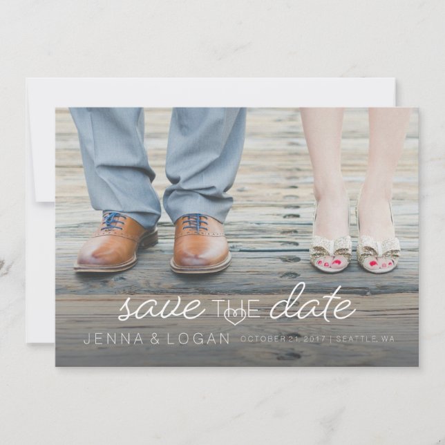Modern Fullt Photo Save Date Card Spara Datumet (Framsida)