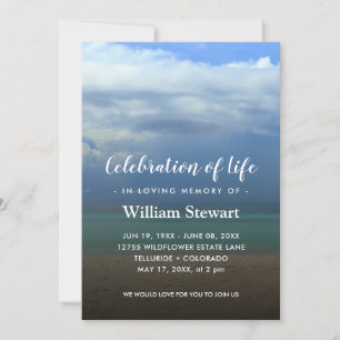 Modern Funeral Beach Firande of Life Inbjudningar