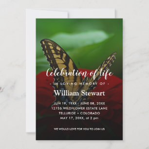 Modern Funeral Butterfly Firande of Life Inbjudningar