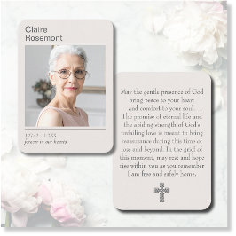 Modern Funeral Cross Photo Prayer Card Visitkort