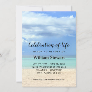 Modern Funeral Firande i Life Beach Inbjudningar