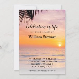 Modern Funeral Firande i Life Beach Sunset Inbjudningar