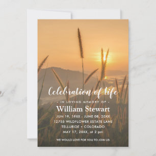Modern Funeral Firande i Life Boho Sunset Inbjudningar