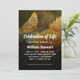 Modern Funeral Firande i Life Butterfly Inbjudningar