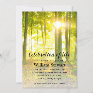 Modern Funeral Firande i Life Forest Sunset Inbjudningar