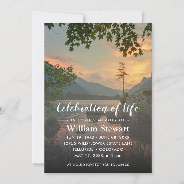 Modern Funeral | Firande i Life Sjö Sunset Inbjudningar (Framsida)