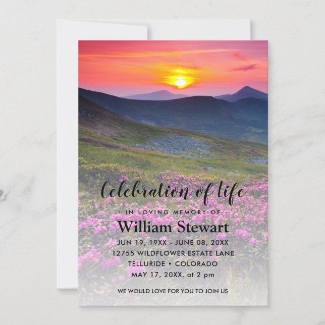 Modern Funeral | Firande i Life Sunset Inbjudningar (Framsida)