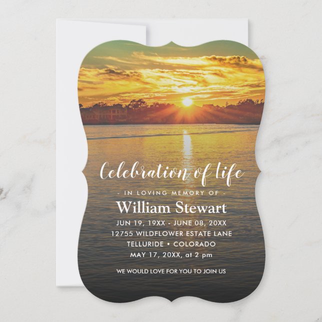 Modern Funeral | Firande i Life Sunset Inbjudningar (Framsida)