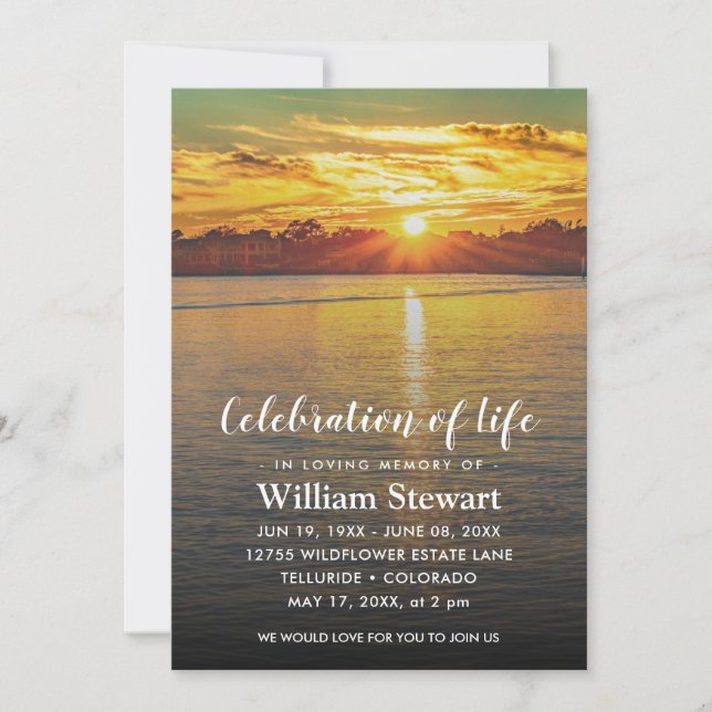 Modern Funeral | Firande i Life Sunset Inbjudningar (Framsida)