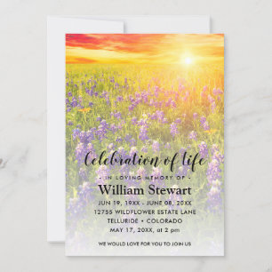 Modern Funeral Firande i Life Wildblomma Inbjudningar