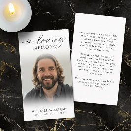 Modern Funeral In Loving Memory Photo Prayer Card Visitkort