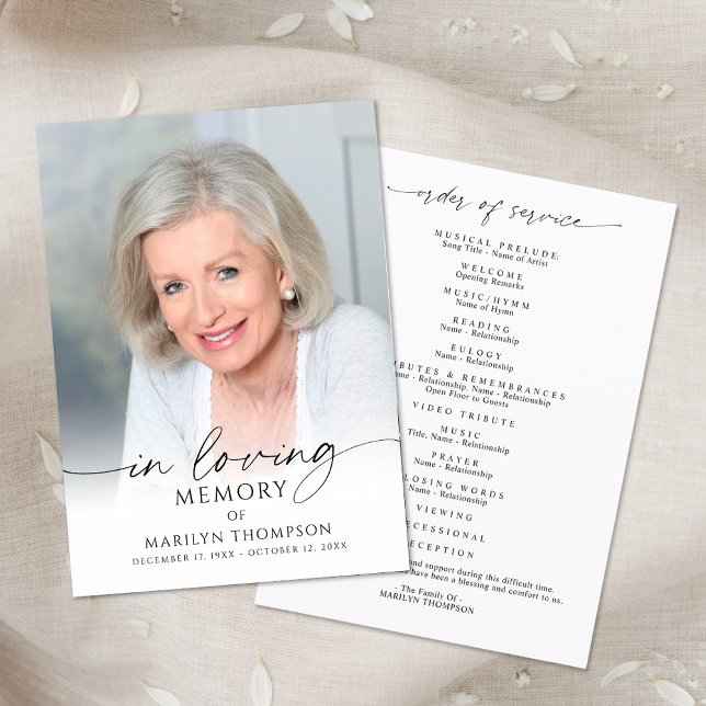 Modern Funeral Memorial Photo In Loving Memory Program (Skapare uppladdad)