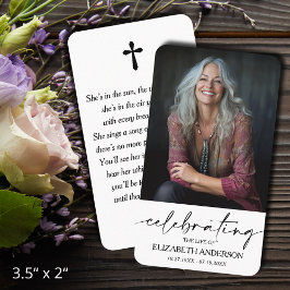 Modern Funeral Memorial Prayer Photo Card Visitkort