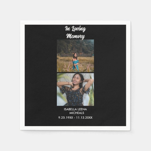 Modern Funeral Personalized 2 Photo Memoria Pappersservett (Framsidan)