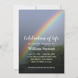 Modern Funeral Rainbow Firande of Life Inbjudningar