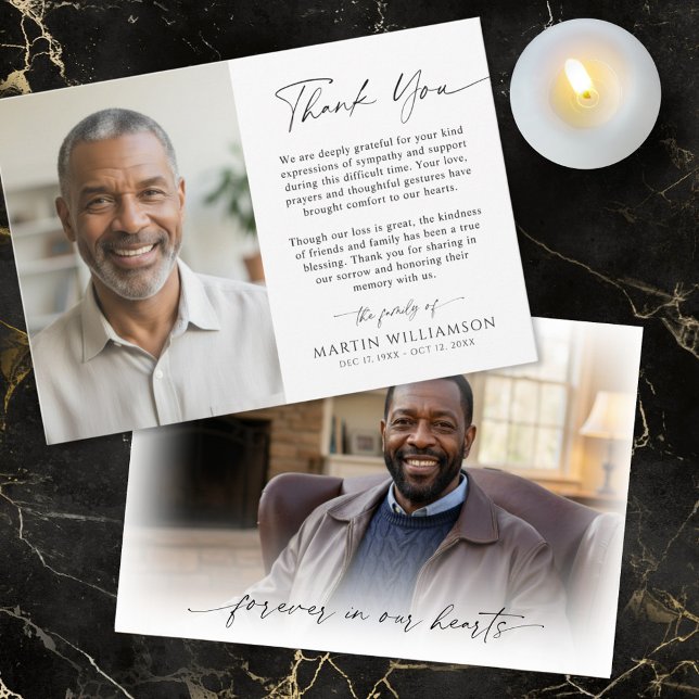 Modern Funeral Script Thank You 2 Photos Tack Kort (Skapare uppladdad)