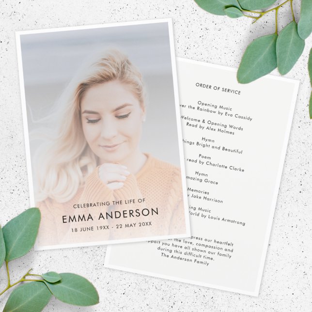 Modern Funeral | Serviceanteckningsfoto för bestäl Program (Skapare uppladdad)