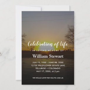 Modern Funeral Sunset Firande of Life Inbjudningar