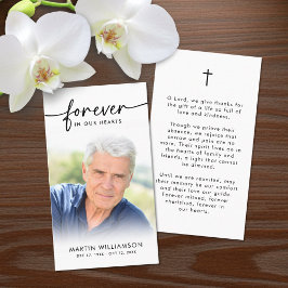 Modern Funeral Sympathy Photo Cross Prayer Card Visitkort