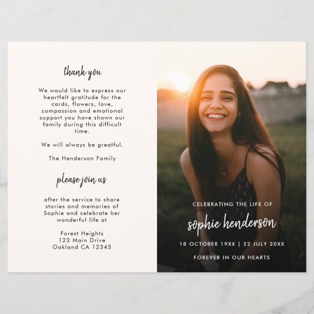 Modern Funeral | Tjänstemottagningsprogram (Framsida)