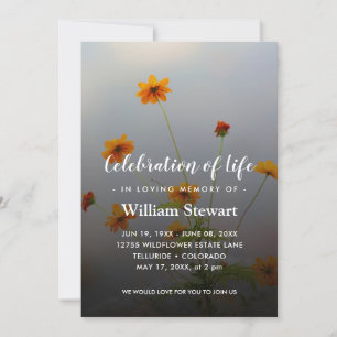 Modern Funeral   Wildblomma Firande of Life Inbjudningar