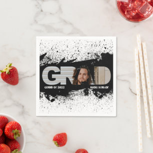 Modern Funky Black Splat GRAD Photo Napkins Pappersservett