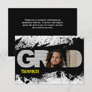 Modern Funky Black Splat GRAD Photo - tackkort Inbjudningar