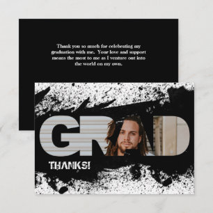 Modern Funky Black Splat GRAD Photo - tackkort Inbjudningar