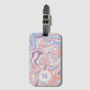 Modern Funky Marble Pastel Lila Monogram Bagagebricka