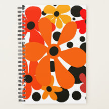 Modern, funky, orange och gula blommor