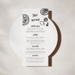 Modern Funky Retro Bröllop Meny<br><div class="desc">Vår hand plockade-bröllop-meny är äkta *chefskyss*. Den här designen har en roligt- och elektisk typografi som efterliknar naturlig handskrift,  med anpassningsbar-illustrationer,  perfekt för att representera din mottagning och middagsbild i party.</div>