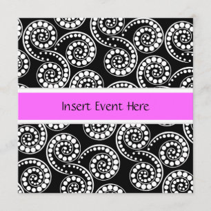Modern funky-retropaisley-snurra inbjudningar