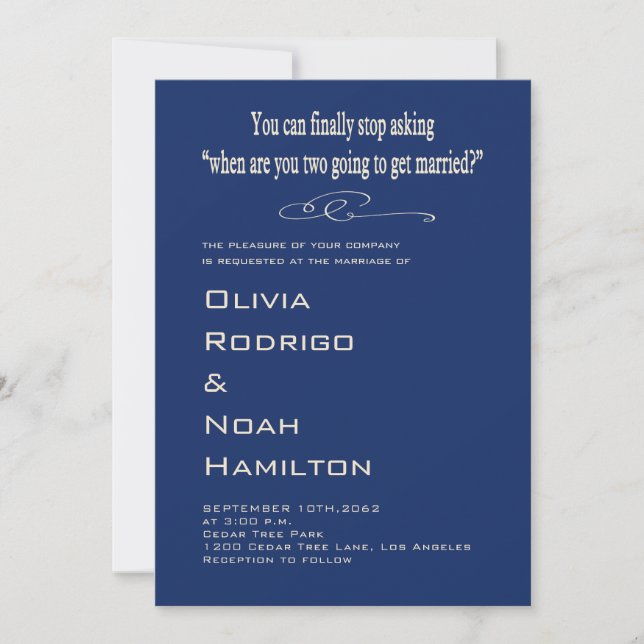 Modern Funny Black White Wedding Invitation Inbjudningar (Framsida)